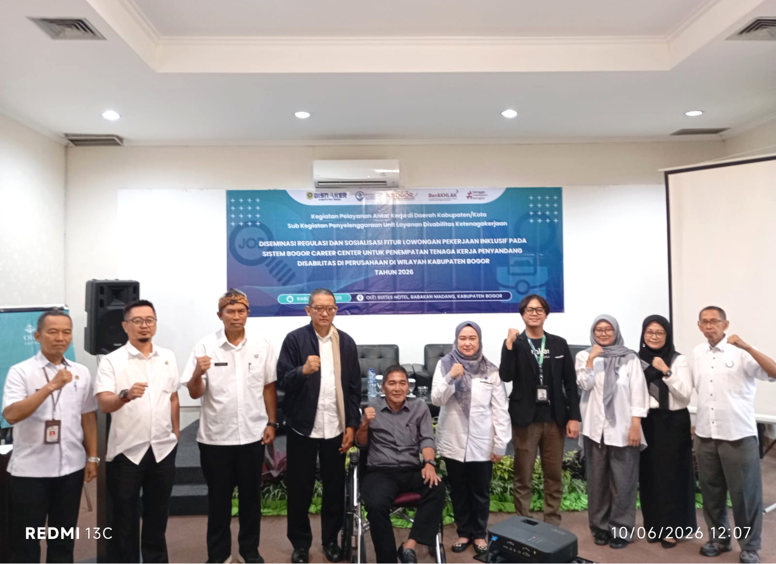 Menghadiri agenda Disnaker tentang Diseminasi Regulasi Penempatan TK Penyandang Difabilitas di Kab Bogor di Sentul